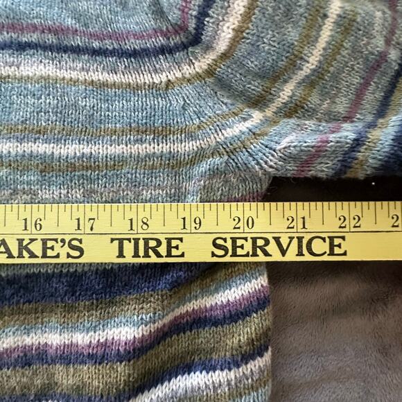 Vintage TIARA Sweater Womens Large Blue Striped Glitter Full Zip Retro 90s Ski - Picture 7 of 8